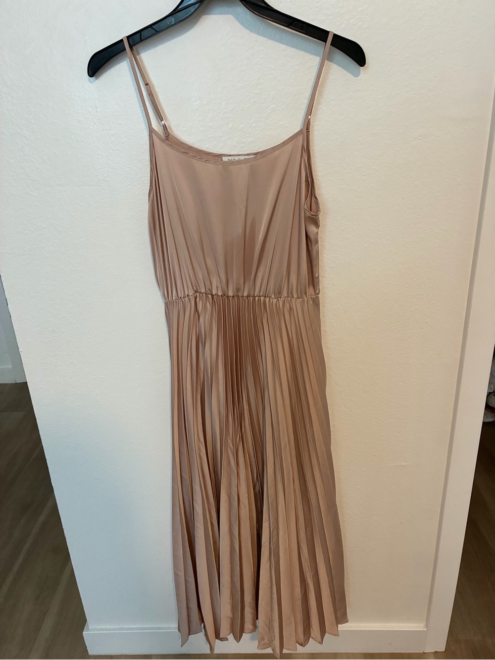 Rachel Zoe Pleated Slip Maxi Dress in Nude Taupe